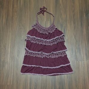 Plum Purple Lace Trim Tank Top